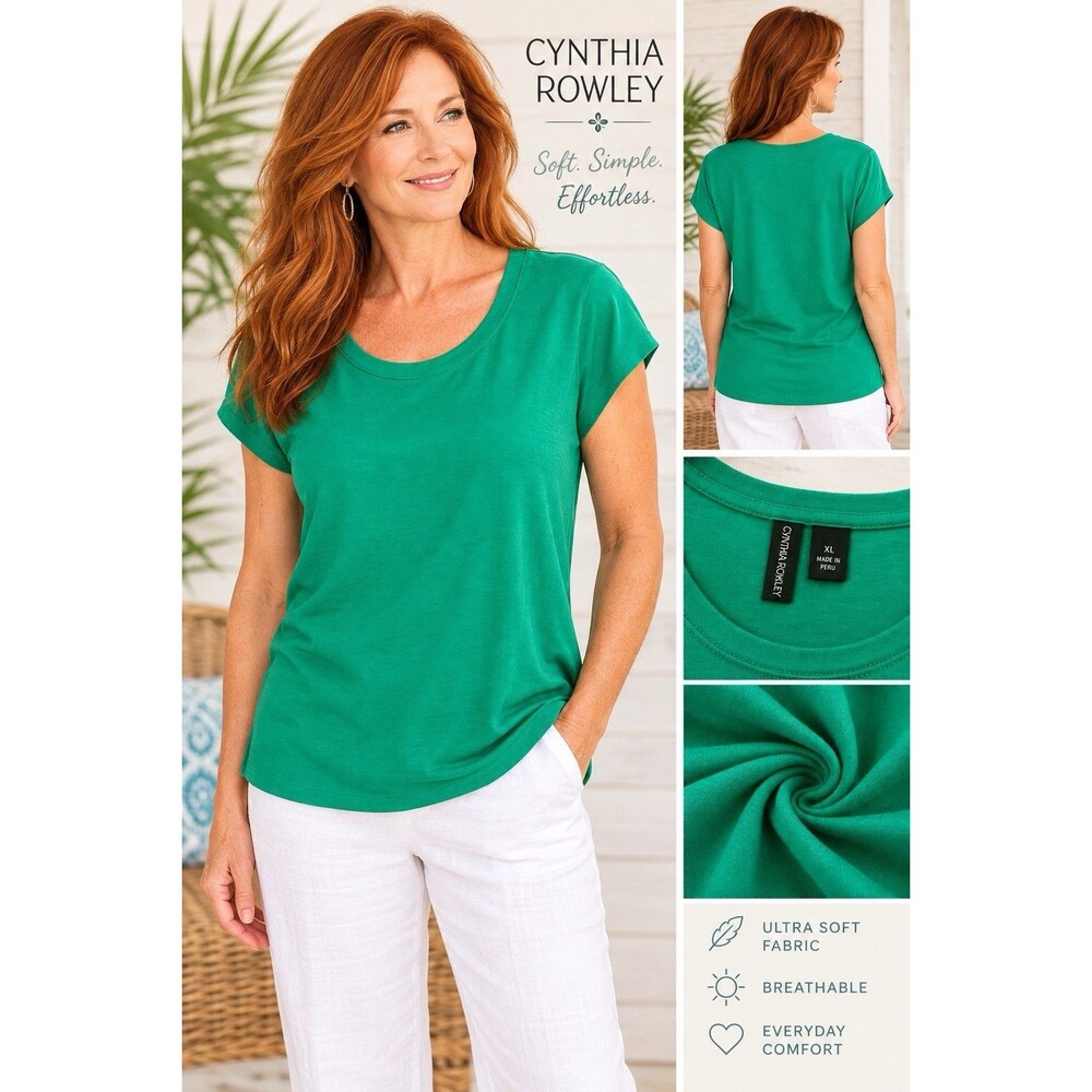 NEW Cynthia Rowley Pima Cotton Top Shirt XL Comfortable NWT Trendy Green